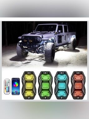 Lights for Trucks Jeep, 4 Pods with APP & RF Control with 2x6.7ft wires